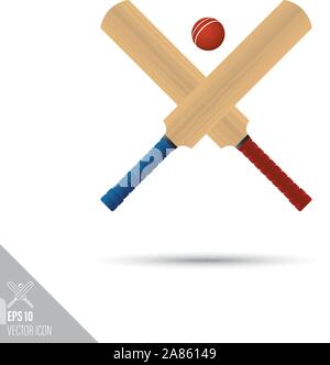Traversée de style lisse et cricket ball icône. Appareils de sport vector illustration. Illustration de Vecteur