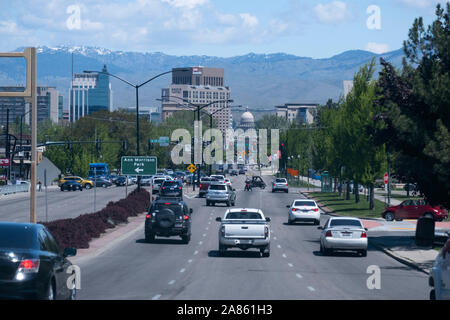 Vue vers le bas North Capitol Boulevard, Boise Banque D'Images