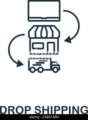 Icône style contour expédition de baisse. Fine ligne icône creative Drop Shipping pour logo, design graphique et plus Illustration de Vecteur