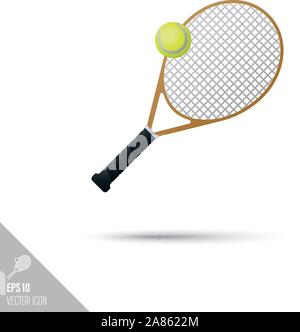 Raquette de tennis style lisse et l'icône de balle. Matériel nautique vector illustration. Illustration de Vecteur