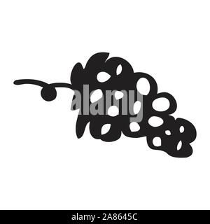Silhouette noire de raisins. Vector illustration. On white Illustration de Vecteur