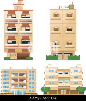 Jeu de construction construction d'architecture construction maisons de vacances vecteur illustration collection. Illustration de Vecteur