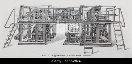 Rotation de la machine. Magazine Gravure du xixe siècle. Banque D'Images