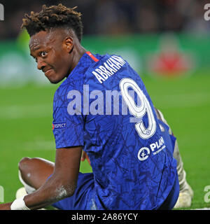 5 novembre 2019 Londres, Angleterre Soccer Ligue des Champions Chelsea v Groupe Fase Ajax L-r : Tammy Abraham de Chelsea Banque D'Images