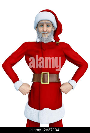 Super cartoon santa jeunes posent. Ce vieux skinny guy dans chemin de détourage est très utile pour la conception graphique creations, 3d illustration Banque D'Images