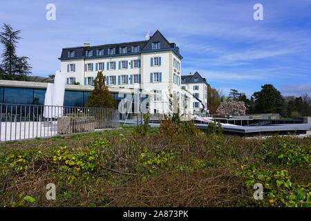 Genève, Suisse - 5 APR 2019- Vue extérieure du Comité international de la Croix-Rouge (CICR) Le CICR ou un siège, ou humanitaire Banque D'Images