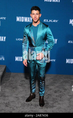 Los Angeles, Californie, USA 5 Novembre 2019 L'acteur et chanteur Nick Jonas assiste à la première mondiale de Lionsgate's 'Midway' le 5 novembre 2019 au Regency Village Theatre de Los Angeles, Californie, USA. Photo de Barry King/Alamy Stock Photo Banque D'Images