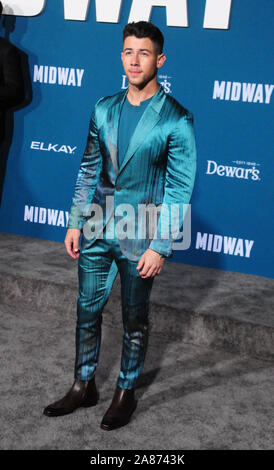 Los Angeles, Californie, USA 5 Novembre 2019 L'acteur et chanteur Nick Jonas assiste à la première mondiale de Lionsgate's 'Midway' le 5 novembre 2019 au Regency Village Theatre de Los Angeles, Californie, USA. Photo de Barry King/Alamy Stock Photo Banque D'Images