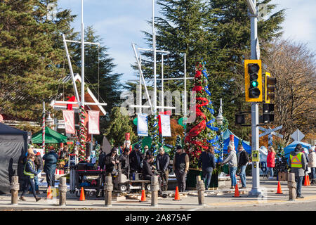 Film de Noël situé sur emplacement dans le village de Steveston, British Columbia Canada Banque D'Images