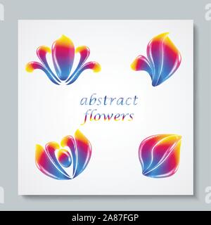 Image de luxe Arc-en-ciel fleurs abstrait logo Set. Vector illusration Illustration de Vecteur