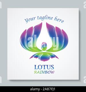 Image logo luxe Lotus Arc-en-ciel. Business design pour spa, cours de yoga, Hotel and Resort. Vector illusration Illustration de Vecteur