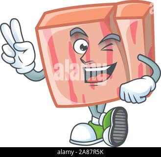 La viande pour l'alimentation de deux doigts avec ingrédient Mascot. Illustration de Vecteur