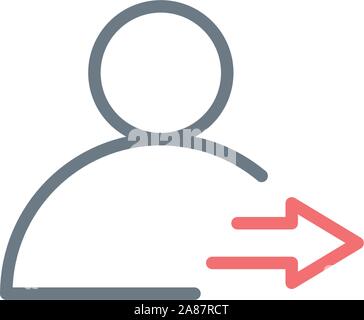 L'icône Déconnexion profil avec la flèche hors course, modifiable. Stock Vector illustration isolé sur fond blanc. Illustration de Vecteur