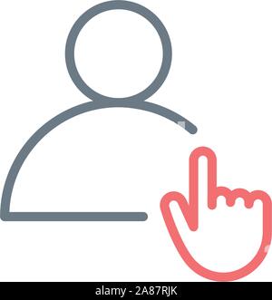 Profil de l'utilisateur linéaire avec l'icône en cliquant sur la main pour la conception et la présentation des sites Web, applications mobiles ou modifiable, d'un AVC. Vecteur Stock illustration isolé Illustration de Vecteur