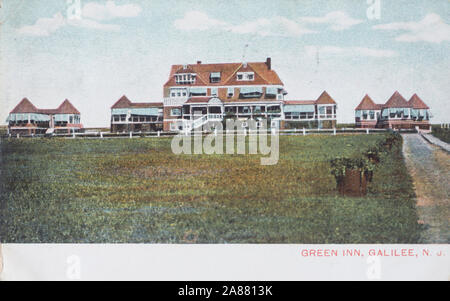 Green Inn, Galilée, New Jersey, USA , bâtiments et le champ ouvert dans une carte postales anciennes utilisées en 1910 Banque D'Images