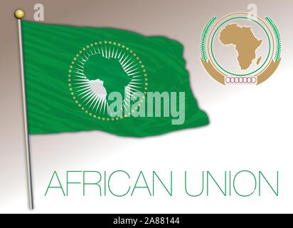 Union africaine, organisation intarnational, drapeau et d'armoiries, vector illustration Illustration de Vecteur