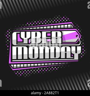 Logo Vector pour Cyber lundi, avec signalisation futuriste type d'origine des mots et du Cyber Monday prix décoratif, abstract concept moderne pour la saison Illustration de Vecteur