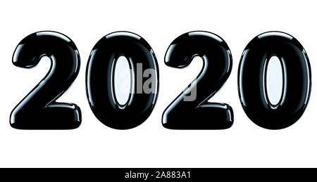 Bonne et heureuse année 2020. Les numéros de 2020. 3d signe. 3D render. Banque D'Images