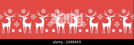 Beau motif transparent avec les cerfs et les flocons. Arrière-plan de l'hiver pour Noël ou Nouvel An. design illustration. Modèle sans couture nordique Illustration de Vecteur