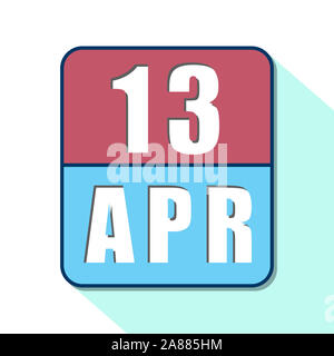 13 avril. Jour 13 du mois, l'icône de calendrier simple sur fond blanc. La planification. La gestion du temps. Ensemble d'icônes de calendrier pour la conception web, le mois du printemps. Banque D'Images