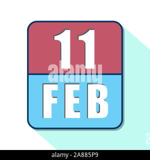 11 février. Jour 11 du mois, l'icône de calendrier simple sur fond blanc. La planification. La gestion du temps. Ensemble d'icônes de calendrier pour la conception web. hiver mont Banque D'Images