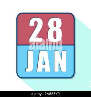 Le 28 janvier. Jour 28 du mois, l'icône de calendrier simple sur fond blanc. La planification. La gestion du temps. Ensemble d'icônes de calendrier pour les mois d'hiver. web design Banque D'Images