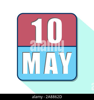 Le 10 mai. Jour 10 du mois, l'icône de calendrier simple sur fond blanc. La planification. La gestion du temps. Ensemble d'icônes de calendrier pour la conception web. mois de printemps, da Banque D'Images