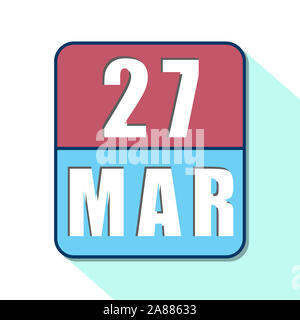 Le 27 mars. Jour 27 du mois, l'icône de calendrier simple sur fond blanc. La planification. La gestion du temps. Ensemble d'icônes de calendrier pour la conception web, le mois du printemps. Banque D'Images