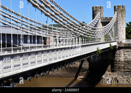 Pont suspendu de Conwy Banque D'Images