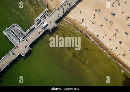 Vue aérienne sur l'embarcadère de Brzezno, Gdansk. Banque D'Images