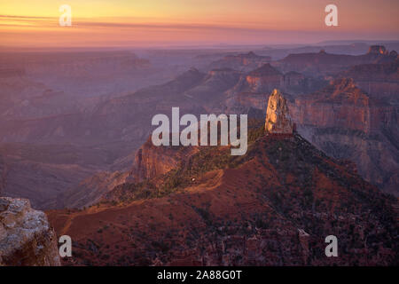 Lever du soleil à Imperial Point sur le bord nord du Parc National du Grand Canyon, Arizona, USA Banque D'Images