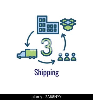 Icône indiquant la logistique de mouvement 1, place à l'autre Illustration de Vecteur