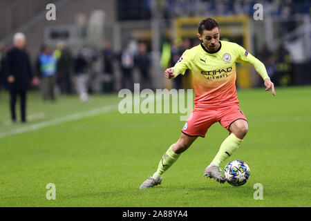 Milano, Italie. Le 06 novembre 2019. Ligue des Champions du groupe C. Atalanta Bergamasque Calcio vs Manchester City FC. David Silva de Manchester City FC . Banque D'Images