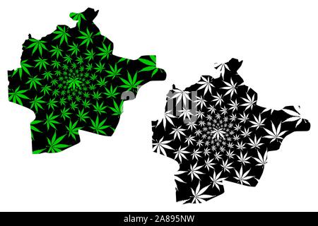 Haut-Lomami Province (République démocratique du Congo, RD Congo, RDC, Congo-Kinshasa) map est conçu de feuilles de cannabis vert et noir, Haut Lomami site Illustration de Vecteur