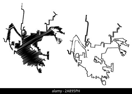 La ville de Brownsville (Etats-Unis villes, United States of America, USA) site vector illustration, scribble sketch Ville de Brownsville site Illustration de Vecteur