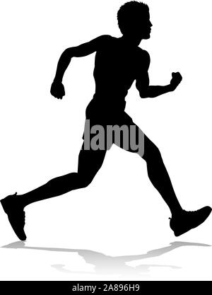 Runner Racing Track and Field Silhouette Illustration de Vecteur