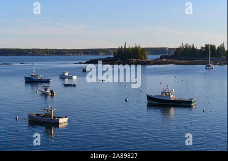 Les bateaux de pêche dans la région de Seal Harbour, Mount Desert Island, ME, USA Banque D'Images