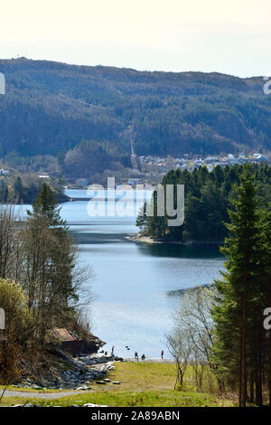 Fjords ouest à Fana. Le comté de Bergen, Norvège Banque D'Images