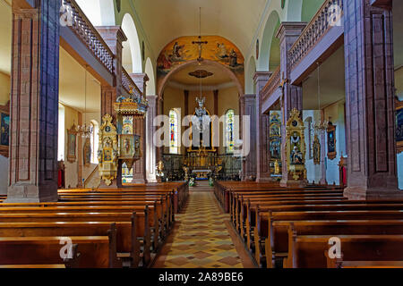 Kirche, Staint-Georges, Église Saint-Georges de Châtenois, erbaut 1759 - 1762, Kirchenschiff Banque D'Images