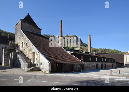 Salins-les-Bains (centre-est de la France) : grande mine de sel ÒLa, SalineÓ site enregistré comme site du patrimoine mondial de l'UNESCO et un lieu historique national Landm Banque D'Images