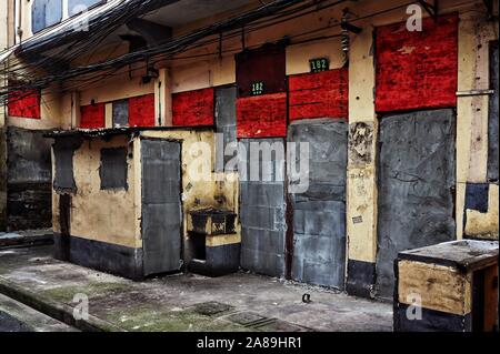 Murée et barricadèrent maisons dans la vieille ville de Shanghai Banque D'Images