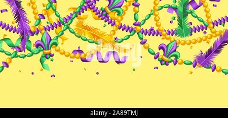 Bannière en couleurs du Mardi Gras. Illustration de Vecteur
