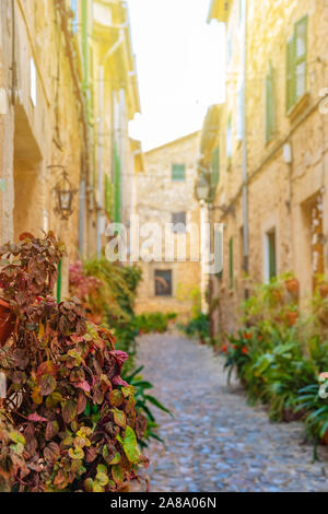 L'extérieur de Valldemossa, célèbre vieux village méditerranéen de l'île de Majorque Valldemossa, Mallorca, Espagne Banque D'Images