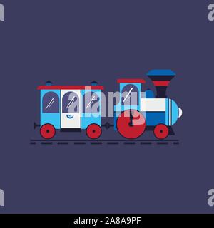 Icône de vecteur couleur plat de train de vapeur de bande dessinée Illustration de Vecteur