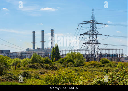 La centrale électrique à gaz Kent Grain Banque D'Images