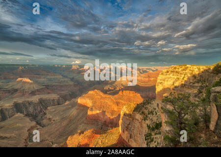 La lumière au coucher du soleil, le Parc National du Grand Canyon, Arizona Point Hopi Colorado River West Rim , le Parc National du Grand Canyon, Arizona Colorado River Banque D'Images