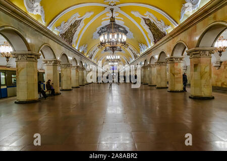 Moscou/Russie ; 13 mars 2018 : la station de métro Komsomolskaya, Moscou, Russie Banque D'Images