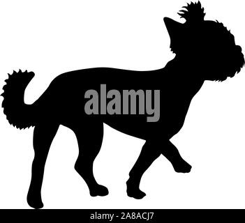 Chien Yorkshire Terrier silhouette sur un fond blanc. Illustration de Vecteur