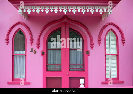 Cottage rose, terrains de camping, Oak Bluffs, Martha's Vineyard, USA Banque D'Images