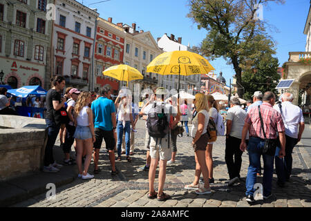 De circuit touristique, de la place du marché, Lviv, Ukraine Banque D'Images